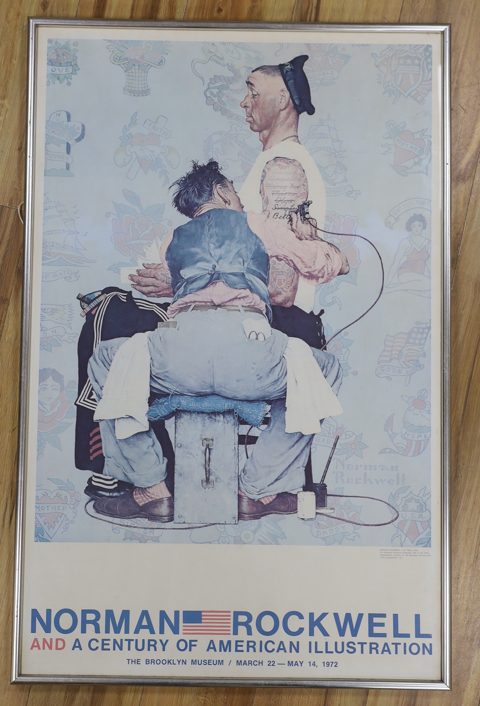 A Norman Rockwell, Century of American Illustration vintage colour poster, The Brooklyn Museum, 1972, 95 x 60cm